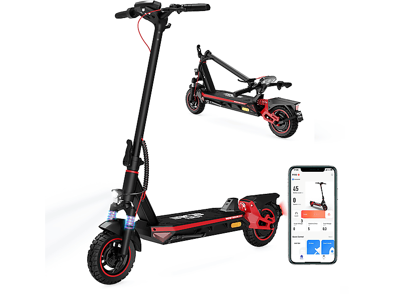 Patinete eléctrico | RCB R10S Homologados, 500 W, 120 kg, 16800 mAh, 25 km/h, rojo