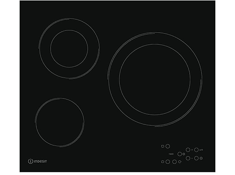 Placa Vitrocerámica | INDESIT RI-360C, 3 Zonas Coccion zonas, 580 mm, Negro