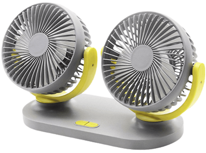 Ventilador de exterior | SYNTEK Ventilador de doble cabezal para coche Mini ventilador multifunción de doble cabezal para coche, 3 velocidades de viento ajustables velocidades, Gris 