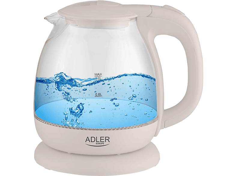 Hervidor de agua | ADLER AD1283C, 900 W, 1.0 l, Crema