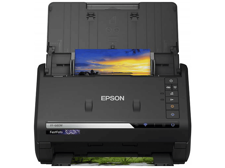 Escáner | Epson FastFoto FF-680W, 600 x 600 ppp, 45 ppm, WiFi, Doble cara, Alimentador automático, Negro