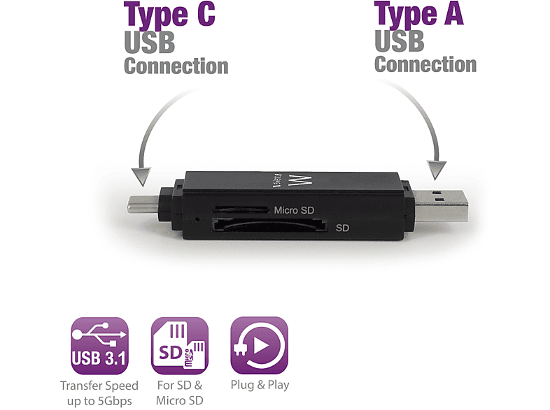 lector de tarjetas | Ewent lector de tarjetas usb y usb-c EWENT, Negro 