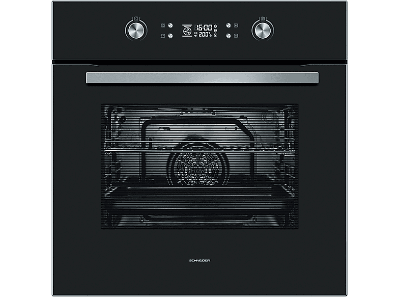 Horno pirolítico | SCHNEIDER Schneider SCOP25ENBK Horno Pirolítico 70L 11 Funciones Pantalla LED Negro, Iluminación, descongelación, calor inferior, tradicional, aire agitado tradicional, parrilla, parrilla doble, parrilla doble aire agitado, aire forzado, eco, pirólisis, 70 l, 59,5 cm, Negro 