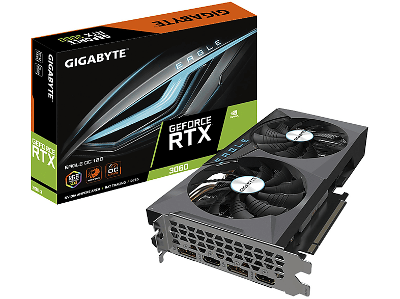 Tarjeta gráfica | GIGABYTE Gigabyte GeForce RTX 3060 EAGLE OC 12G (rev. 2.0) NVIDIA 12 GB GDDR6, GDDR6, PCI Express x16 4.0 