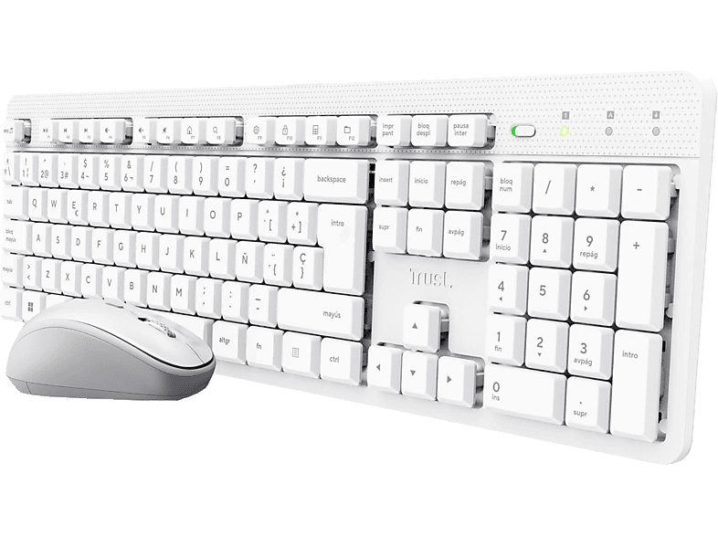 Pack Teclado + Ratón | Trust Ody II, Inalámbrico, Silencioso, Blanco