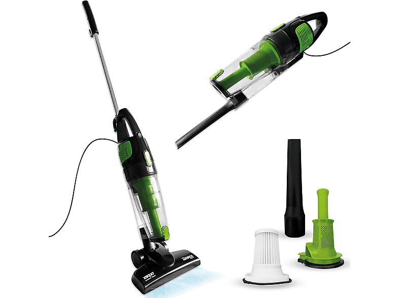 Aspirador escoba | XSQUO Airvac, 880 W, 1,4 l, Negro/Verde 