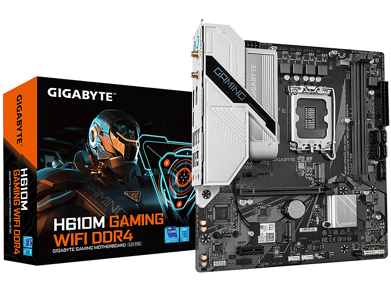 Placa base | GIGABYTE H610M GAMING WF DDR4 placa base Intel H610 Express LGA 1700 micro ATX GIGABYTE, micro ATX, Intel H610 Express, LGA 1700, Marrón 