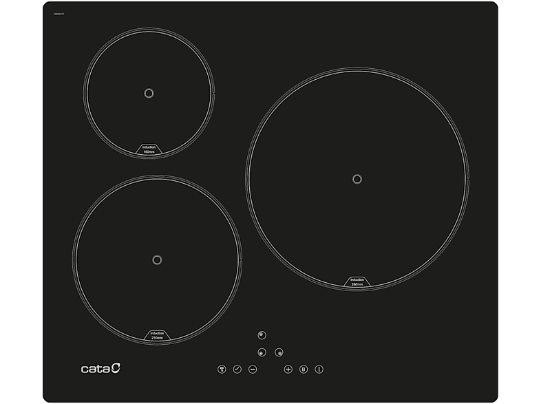 Placa de inducción | CATA IB 6303 BK, 3 Fuegos zonas, 59 cm, Cristal Negro 