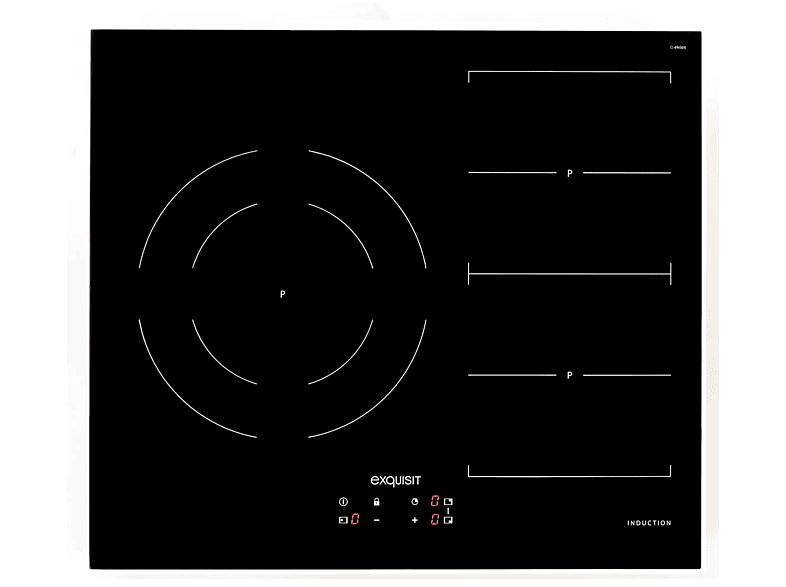 Placa de Inducción | EXQUISIT EKI 643F, Zona Flex + VarioZone, 7200W, 3 zonas, 590 mm, Negro 