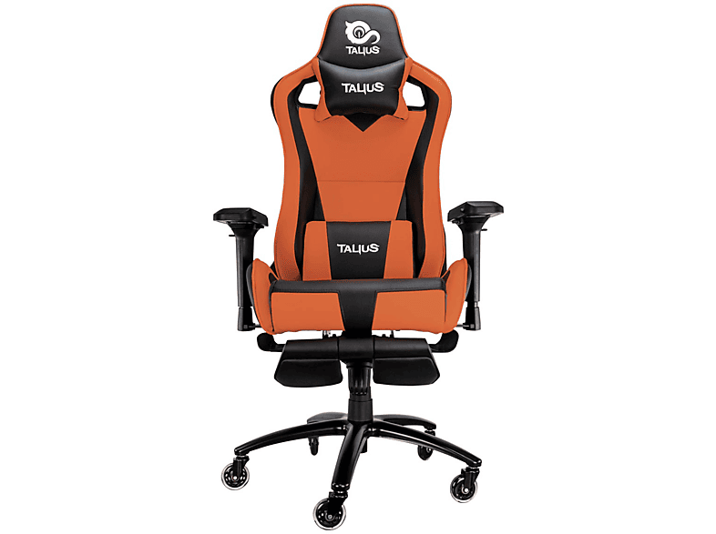 Silla gaming | TALIUS TAL-CAIMAN-ORG, Reposabrazos4D (ajustable en altura, anchura y profundidad, también se puede girar), 120,0 kg, Negro/Naranja 