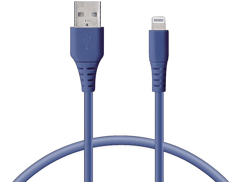 Cable USB | KSIX Cable USB Tipo A - Lightning Mfi, 1m, Azul, USB 2.0, Lightning, Azul