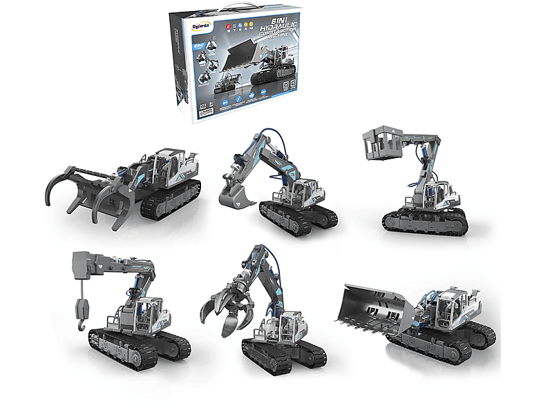 Juguete educativo | DAM ELECTRONICS Maquinaria hidráulica 6 en 1 para construir 