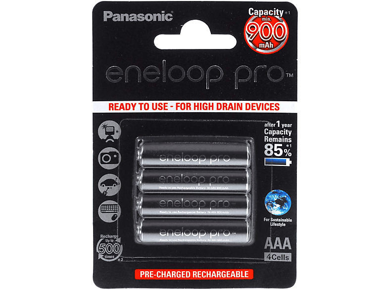 Pilas recargables | PANASONIC Panasonic eneloop Pro Pila recarg. AAA - Blister 4uds. (BK-4HCDE/4BE) 