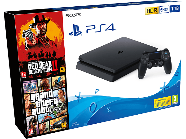 Consola | PS4 Slim de 1 TB + Red Dead Redemption 2 + Grand Theft Auto V