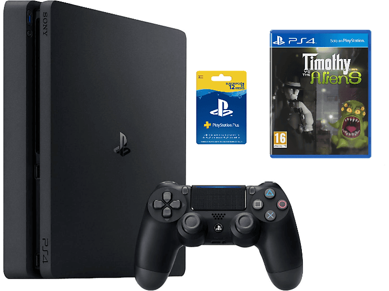 Consola | PS4 Slim de 1 TB + Tarjeta suscripción 12 meses + Timothy vs the Aliens