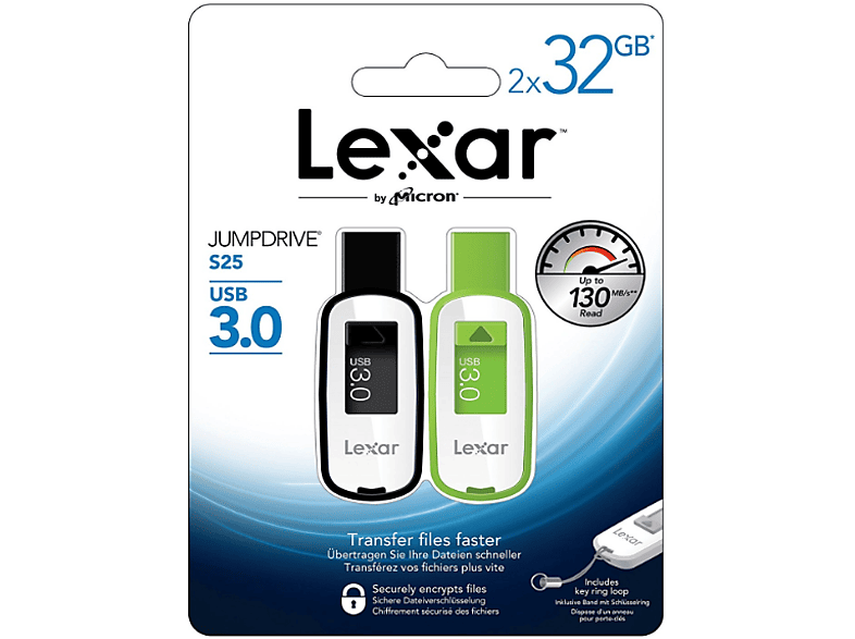 LEXAR Pendrive 32 GB | LEXAR LJDS25-32GABEU2 USB S25 32GB 3.0 PACK 2