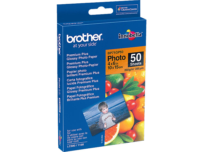 Brother BP | Papel de fotografía satinado - 100 x 150 mm - 50 hoja(s)