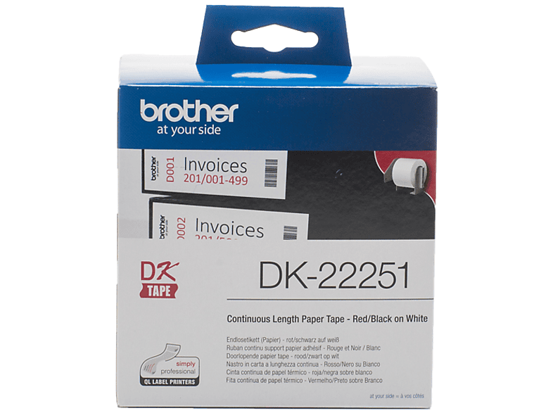 Brother DK-22251 Black and red on white DK cinta para impresora de etiquetas