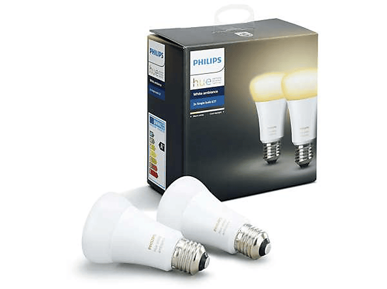 Pack de 2 bombillas inteligentes LED | Philips Hue White ambiance de casquillo gordo E27