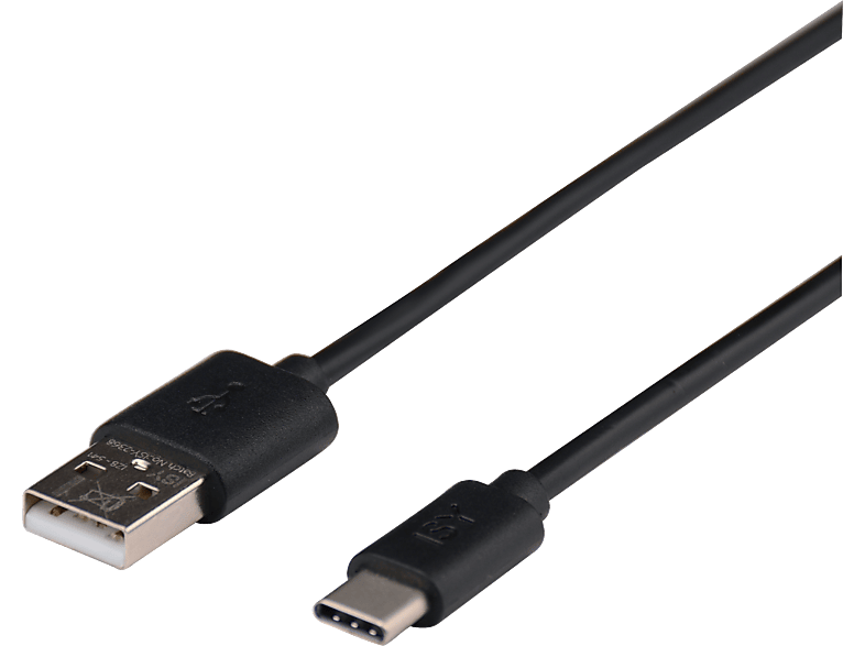 Cable USB a USB-C | ISY IZB-543, Cable 2.0, Pack 3 cables (2m, 1m and 0.6m), Negro