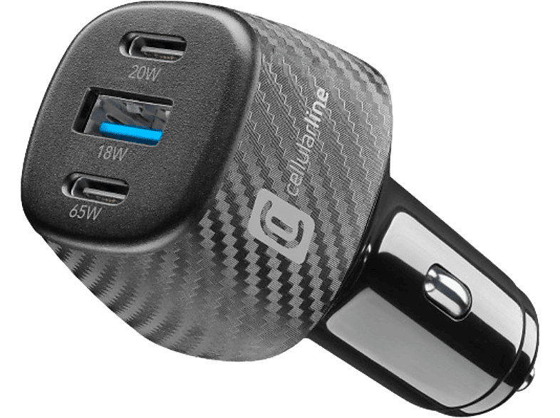 Cargador coche | CellularLine CBRUSB3PD103WK, 2 Puertos USB-C 1 Puerto USB-A, Hasta 103 W, Universal, Negro