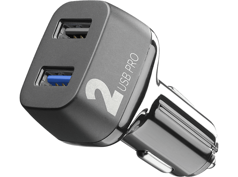 Cargador coche | CellularLine CBRUSB2QC36WK, 2 USB, 18 W + 18 W, Universal, Negro