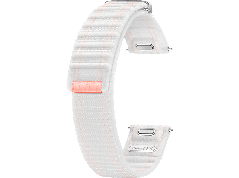 Correa | Samsung Fabric Band, Para Samsung Galaxy Watch7, Tela y Velcro, Fácil ajuste, Talla S/M, Blanco y Rosa