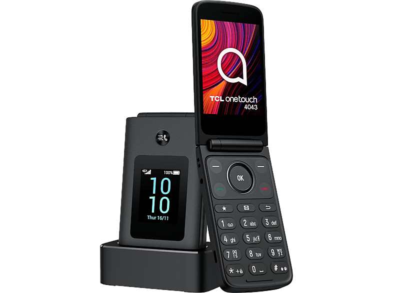 Móvil | TCL OneTouch 4043, Dark Night Grey, 4G, 128 MB, 1380 mAh, Dual SIM, Bluetooth, Botón SOS, Mocor OS