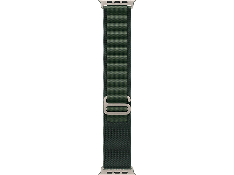 Apple Correa Alpine Loop, Verde oscuro, Para Apple Watch 49 mm, Acabados en Titanio Natural, Talla S