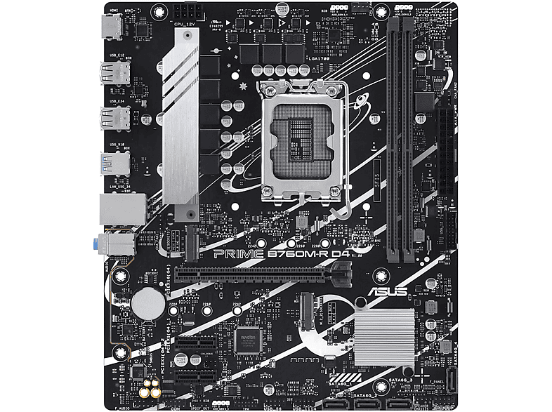 Placa base | ASUS - PRIME B760M-R D4 Intel B760 LGA 1700 micro ATX ASUS, micro ATX, Intel B760, LGA 1700, Black 