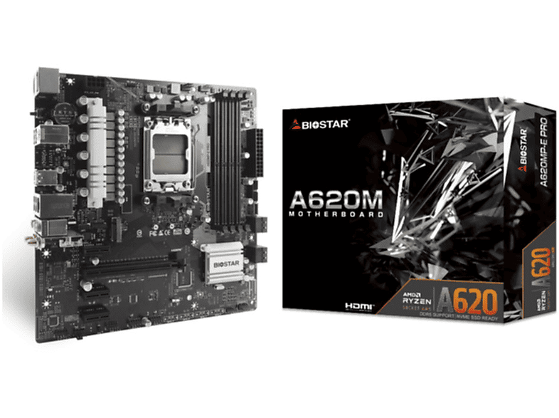 Placa base | A620MP-E PRO BIOSTAR, micro ATX, AMD A620, Sockel AM5, Multicolor