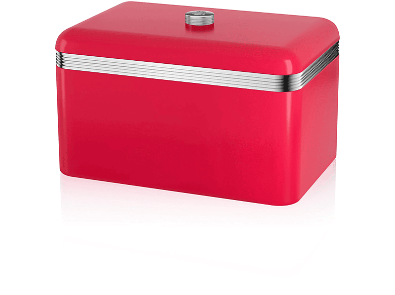 Panera de mesa | SWAN SWKA1010RN, Retro Panera de Mesa para Guardar Pan, Bollería, 18L, Diseño Vintage, Bread Bin Caja Met, 18 l, Acero Inox., Rojo 