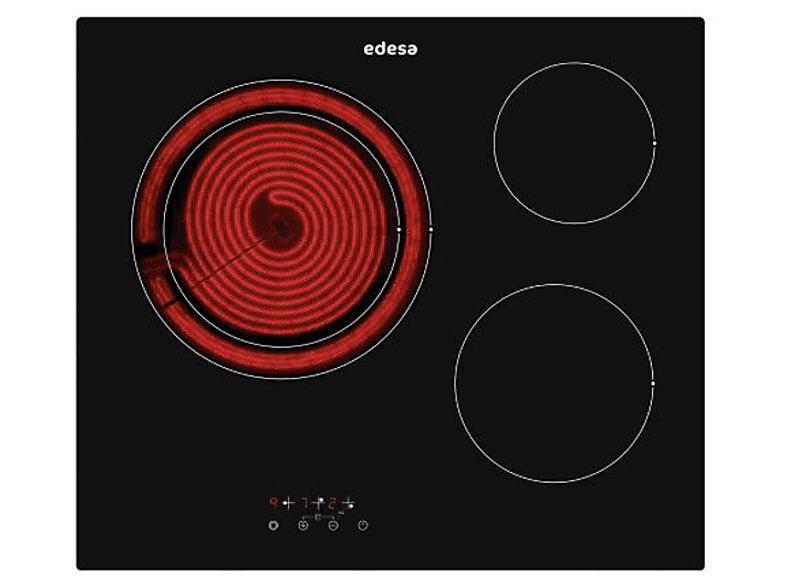 Placas de coccion | EDESA Vitroceramica Edesa EVT6328R, 3 fuegos, 3 zonas, 590 mm, Negro 