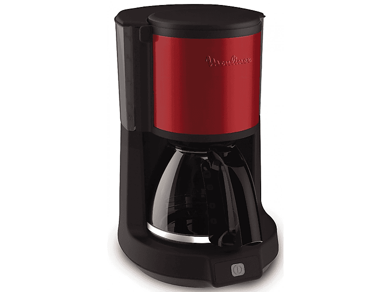 Cafetera de goteo | MOULINEX FG370D11, 1,000 W, 1,25 l, 15 tazas, Negro, Rojo 