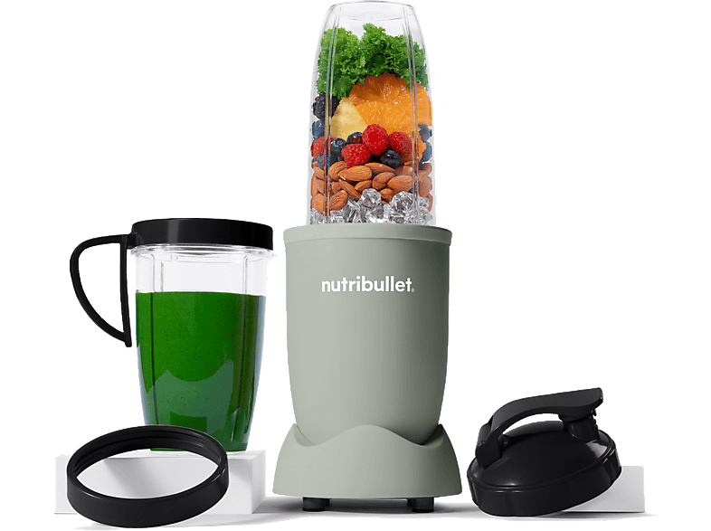 Batidoras de vaso | nutribullet Pro Mineral NB907MAJD, 900W, Vaso personal, 0.9 L/ 0.7 L, Cuchilla acero inoxidable, Sin BPA, Jade mate