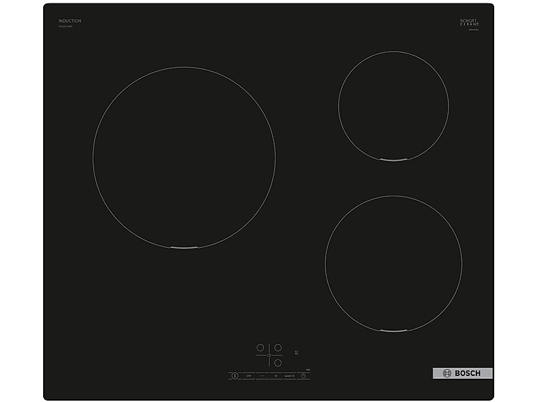 Placa de inducción | BOSCH Serie 4, 3 zonas, 592 mm, Negro 