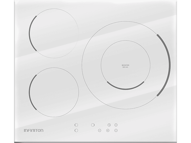 Placa de vitrocerámica | INFINITON IND-932WH, 3 zonas, 52 cm, Blanco