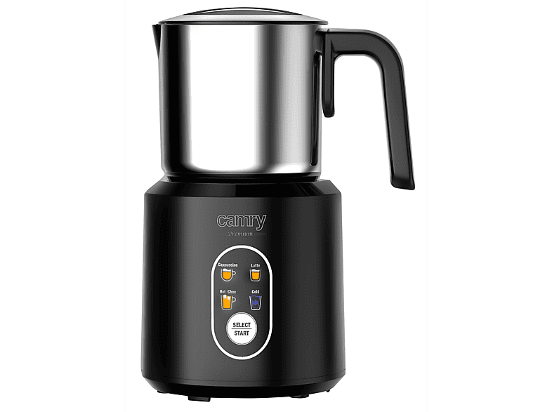 Espumador de leche | CAMRY CR4498, Espumador Leche Automático Batidor Eléctrico Bebidas Vegetales, Calentador, 350ml Caliente/F, Negro/Plata