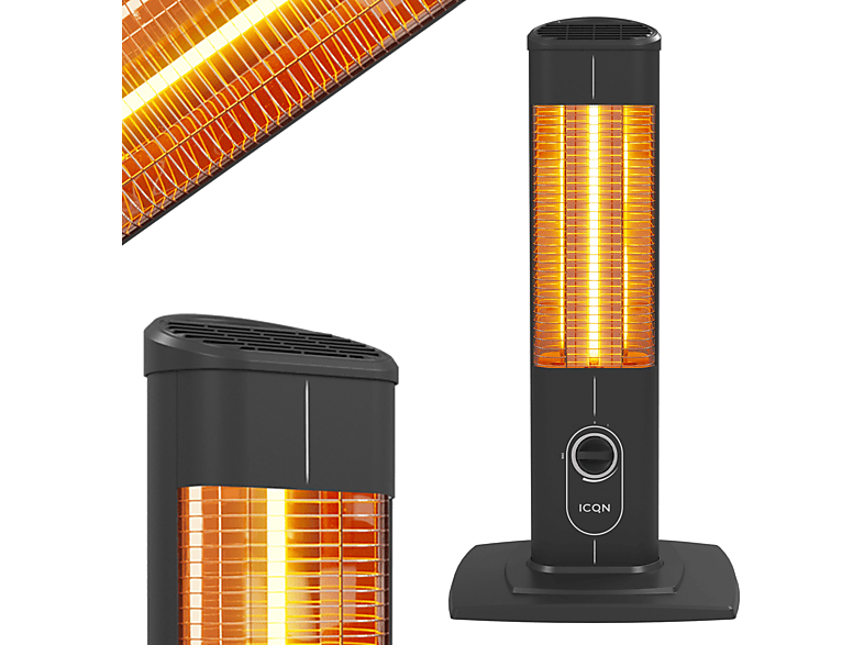 Calefactor halógeno | ICQN IC1500, 1500 W, Negro 