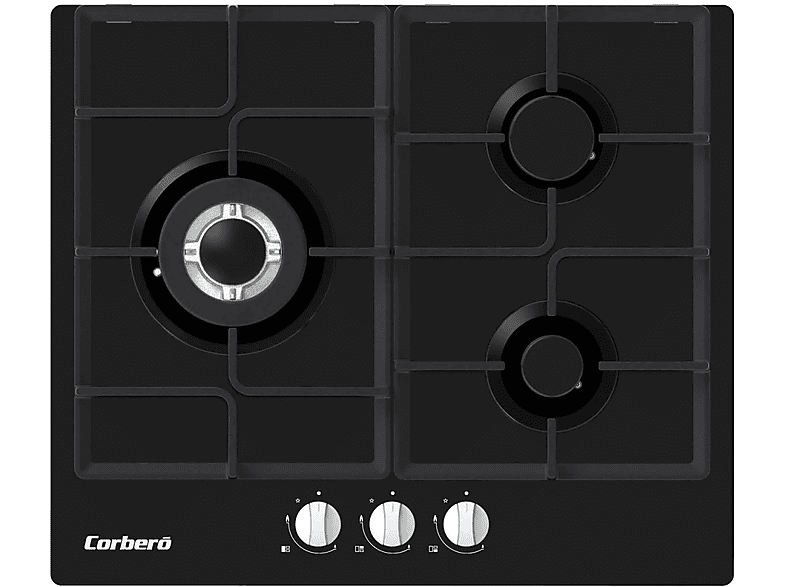 Placa de gas  CORBERO CPCGM3F3121N 3 zona(s) zonas 600 mm Negro