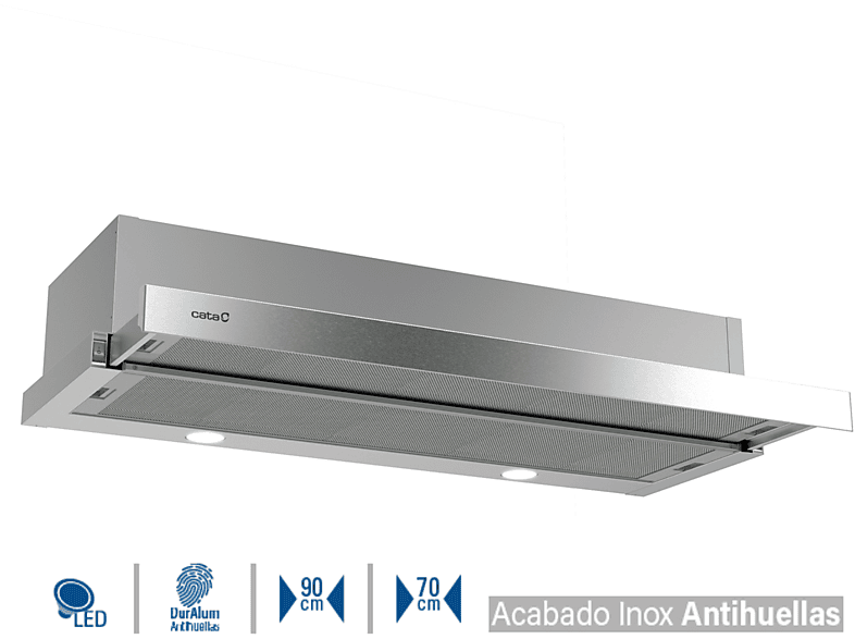 Campana convencional  CATA CAMPANA CATA EXTRAIBLE TF 2003 DURALUM 900 INOX 90CM (C) 2 velocidades 340 m³/h 900 mm Inox 