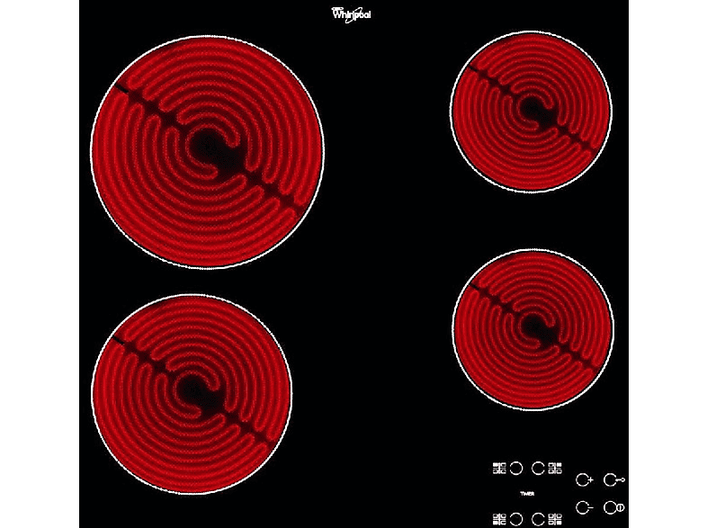 Placa de vitrocerámica  WHIRLPOOL AKT 8090/NE 4 zonas 580 mm Negro