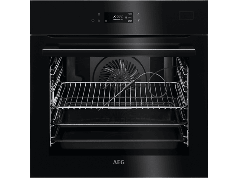 Horno multifunción  AEG 944 188 683 Integrable Gratinar Calor inferior Horneado de pan Cocción convencional/tradicional Descongelar Leudar masas Desecar alimentos Congelados 100% vapor (Solo vapor) Gratinar Alto nivel de humedad Bajo nivel de humedad Mantener caliente Turbo + Horneado sin extraer la humedad Función Pizza Calentar platos Conservar alimentos Cocción lenta Regenerar con vapor Steamify Turbo Grill Turbo No 70 l 59,5 cm Negro 