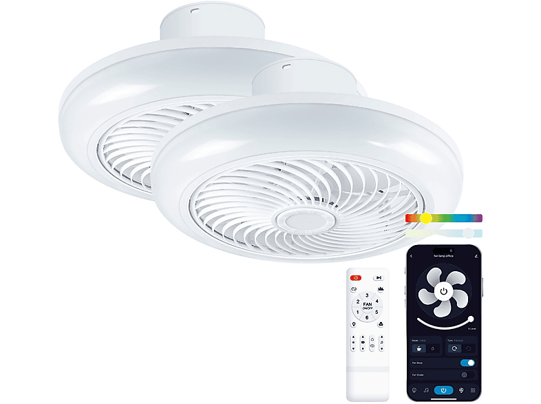 Lámpara inteligente  KSIX Siroco Pack 2 Ventilación con iluminación y altavoz RGBIC+CCT Blanco