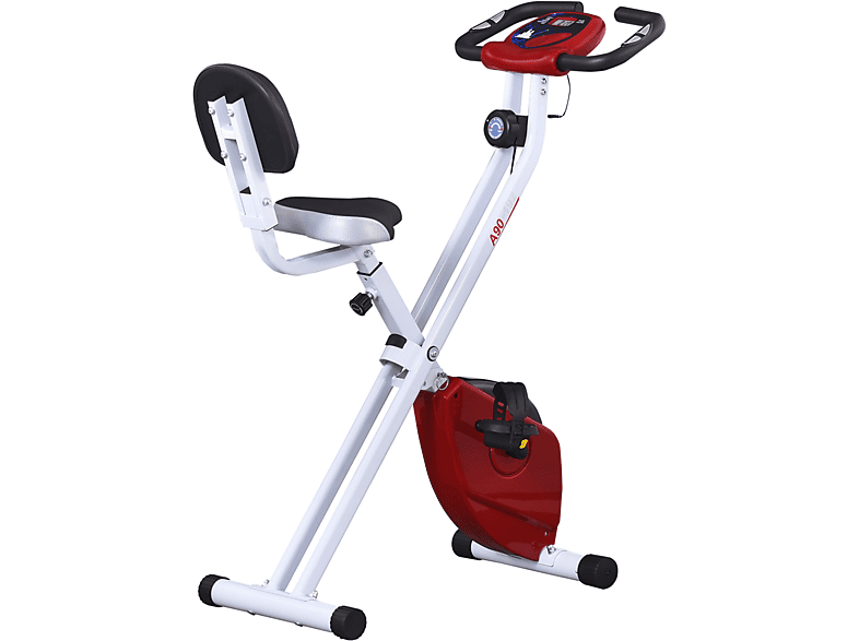 Bicicleta para ejercicio  HOMCOM Vertical Plegable de Forma X Resistencia Magnética Altura Ajustable Acero 43x97x109 Rojo y Blanco 