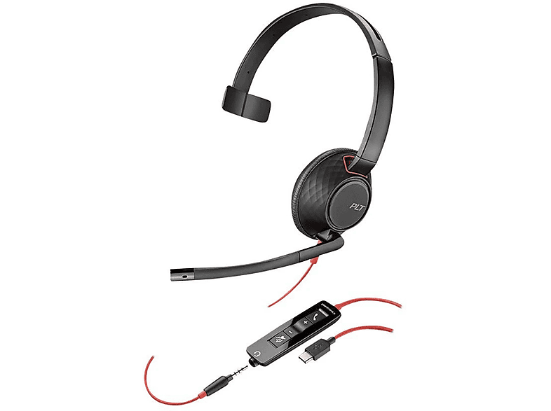 Auriculares de oficina  POLY 207587-01 Circumaurales Negro Rojo