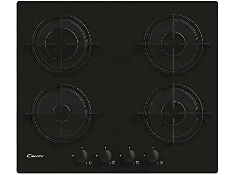 Placa de gas  CANDY CVW6BB 4 Fuegos zonas 595 mm Negro