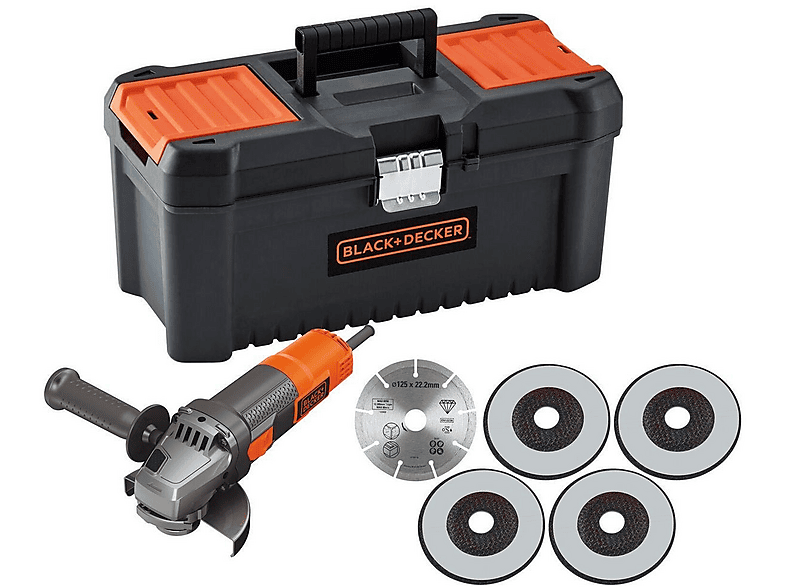 Sierra  Black and Decker KIT:Mini-Amoladora 900W 12.000 rpm BEG220KA5-QS.5 discos y Caja de herramientas BLACK & DECKER Not available