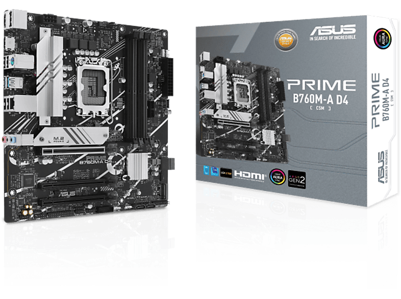 Placa base  ASUS - PRIME B760M-A D4-CSM Intel B760 LGA 1700 micro ATX ASUS micro ATX micro ATX Intel B760 LGA 1700 Negro 