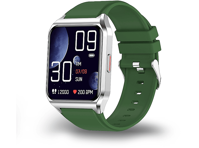 Smartwatch  DAM ELECTRONICS H60 con notificaciones de aplicaciones 7 modos deportivos. Monitor de salud con termómetro. Verde 